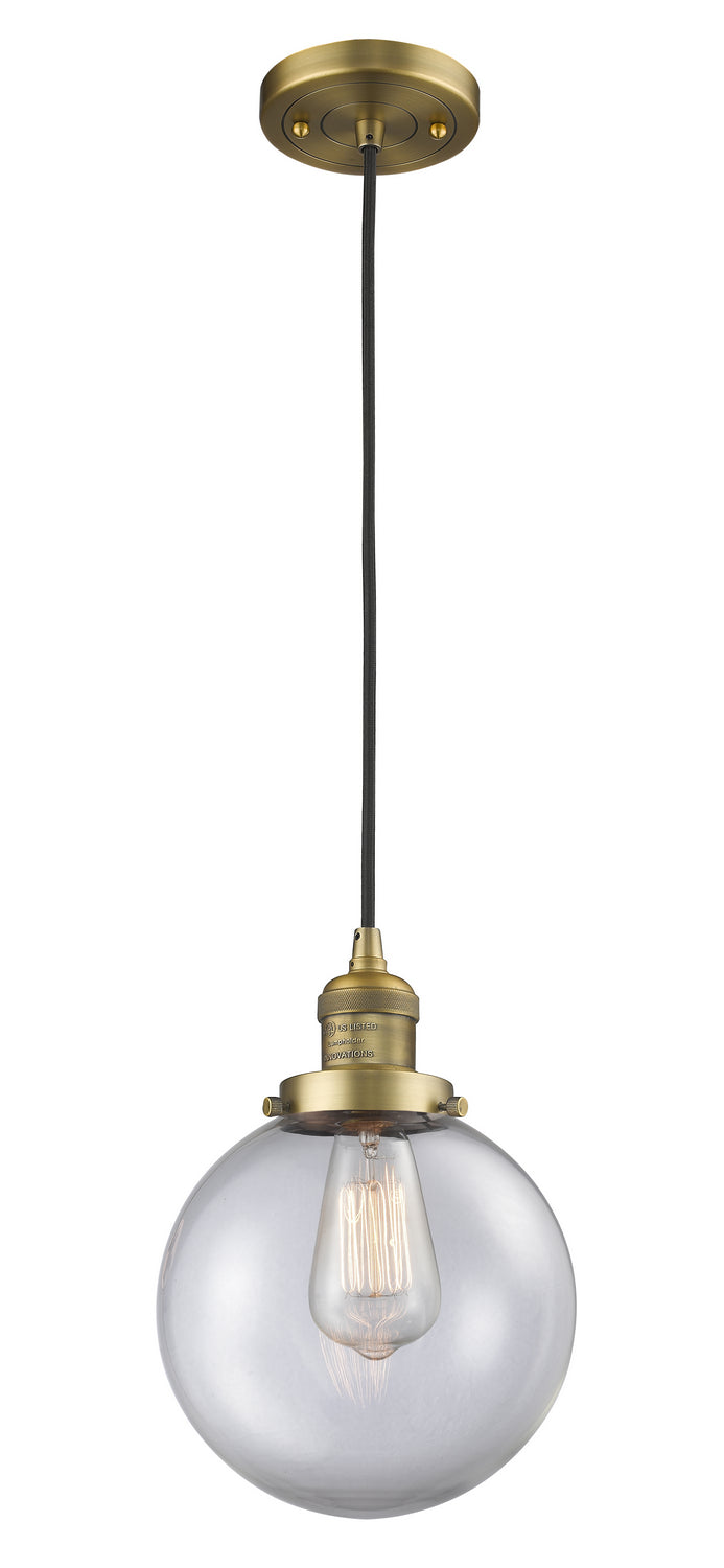 Innovations 201C-BB-G202-8 One Light Mini Pendant, Brushed Brass