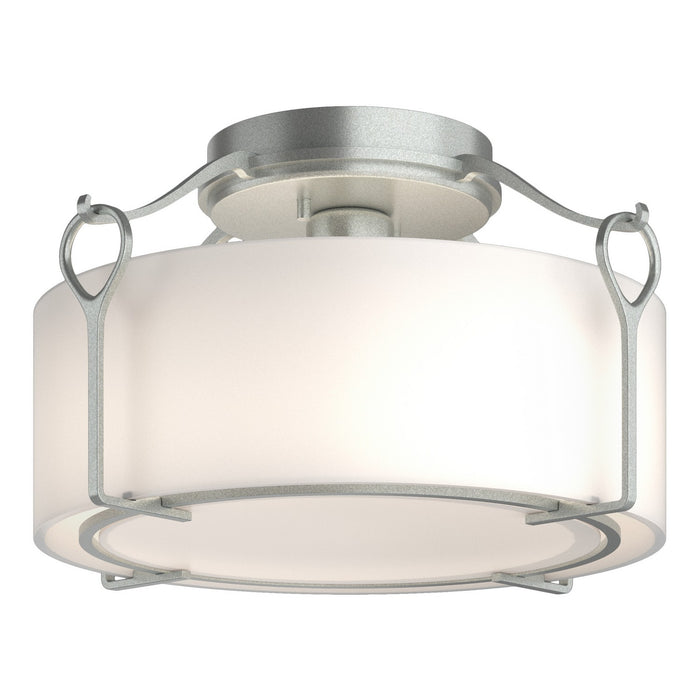 Hubbardton Forge 121142-SKT-82-GG0218 One Light Semi-Flush Mount, Vintage Platinum