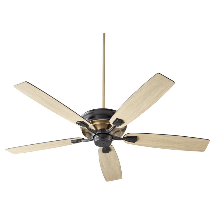 Quorum 50605-69 60" Ceiling Fan, Textured Black w/ Aged Brass