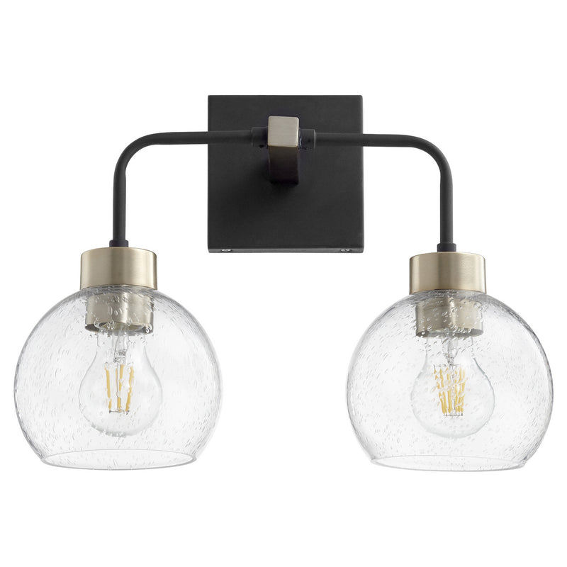 Quorum 532-2-6980 Two Light Vanity, Textured Black w/ Aged Brass
