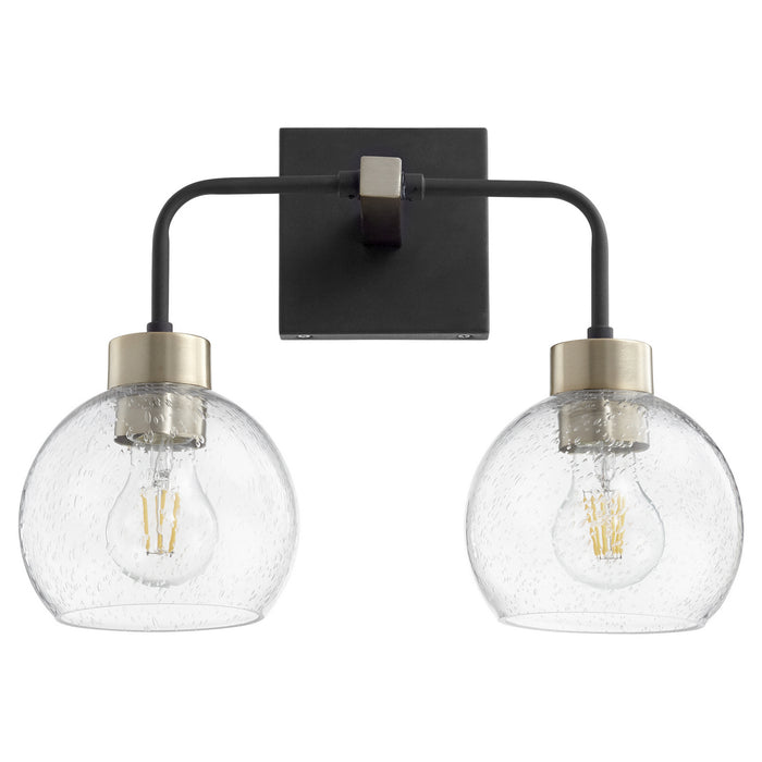 Quorum 532-2-6980 Two Light Vanity, Textured Black w/ Aged Brass
