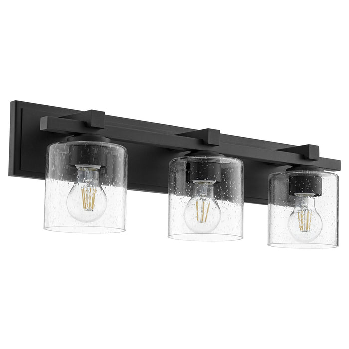 Quorum 5369-3-269 Three Light Vanity, Textured Black w/ Clear/Seeded