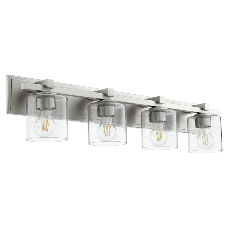 Quorum 5369-4-265 Four Light Vanity, Satin Nickel w/ Clear/Seeded