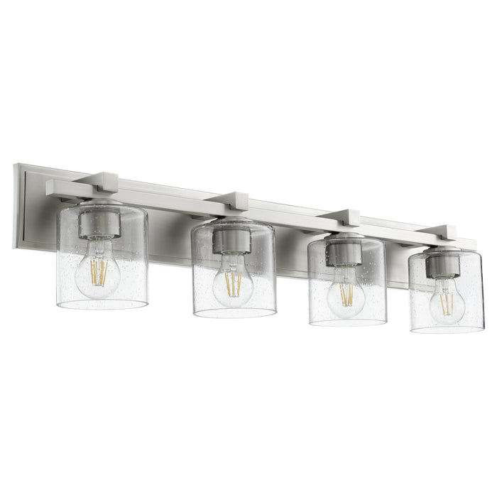 Quorum 5369-4-265 Four Light Vanity, Satin Nickel w/ Clear/Seeded