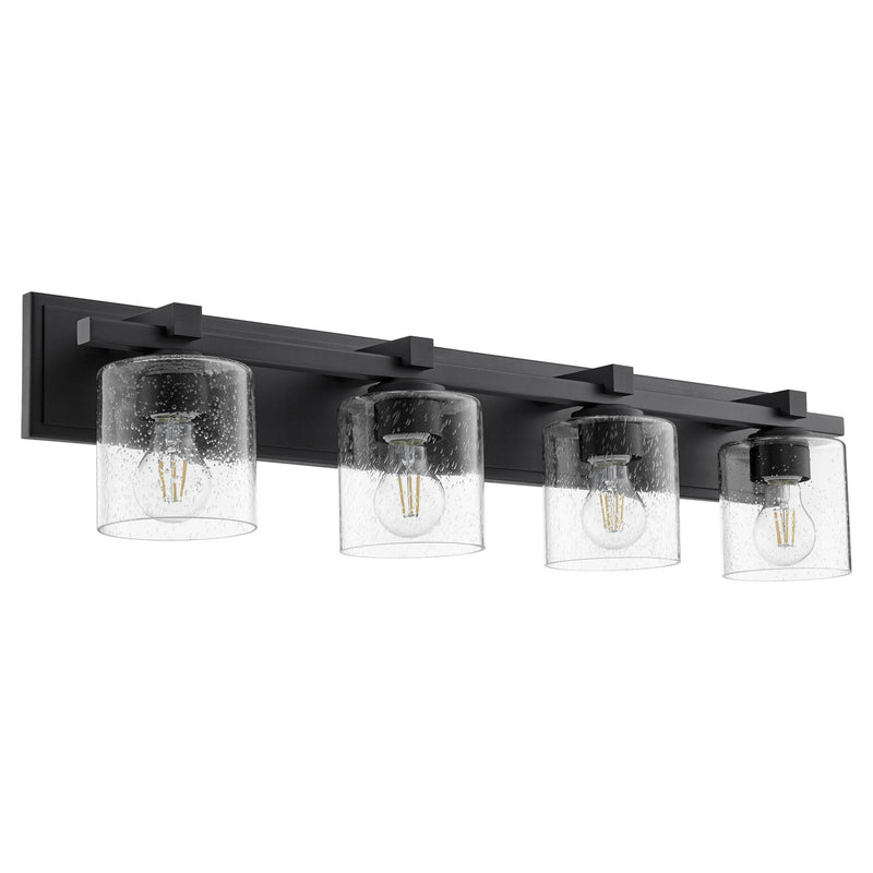 Quorum 5369-4-269 Four Light Vanity, Textured Black w/ Clear/Seeded