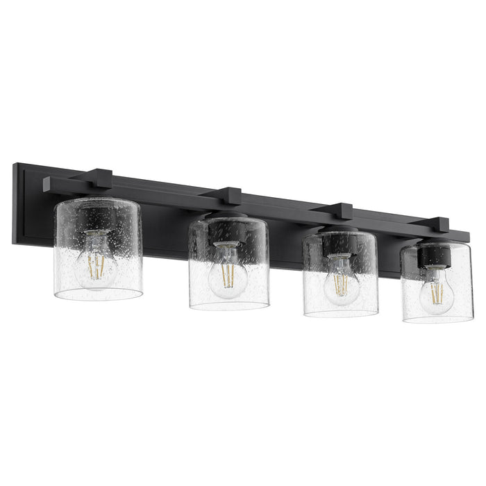 Quorum 5369-4-269 Four Light Vanity, Textured Black w/ Clear/Seeded