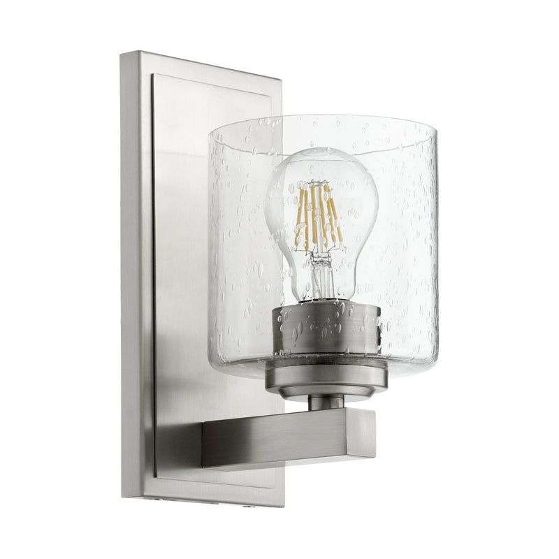 Quorum 5669-1-265 One Light Wall Mount, Satin Nickel w/ Clear/Seeded