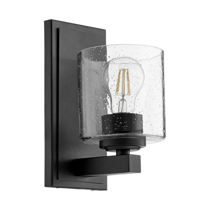 Quorum 5669-1-269 One Light Wall Mount, Textured Black w/ Clear/Seeded
