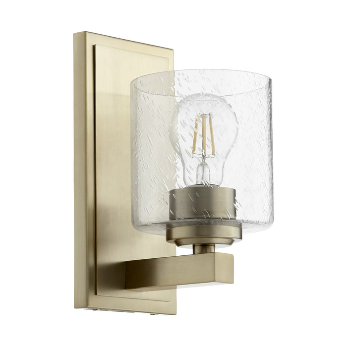 Quorum 5669-1-280 One Light Wall Mount, Aged Brass w/ Clear/Seeded