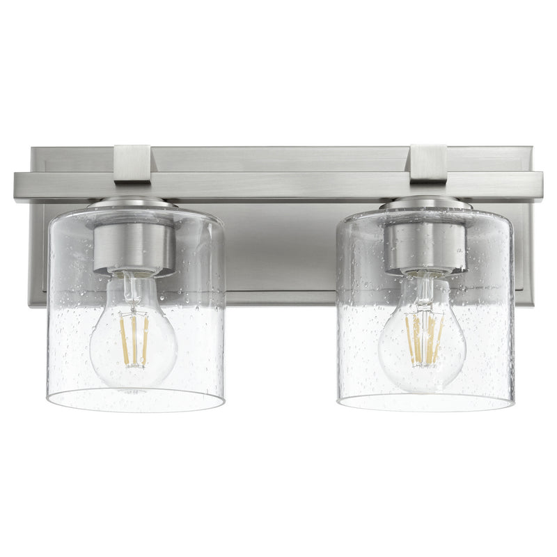 Quorum 5669-2-265 Two Light Wall Mount, Satin Nickel w/ Clear/Seeded
