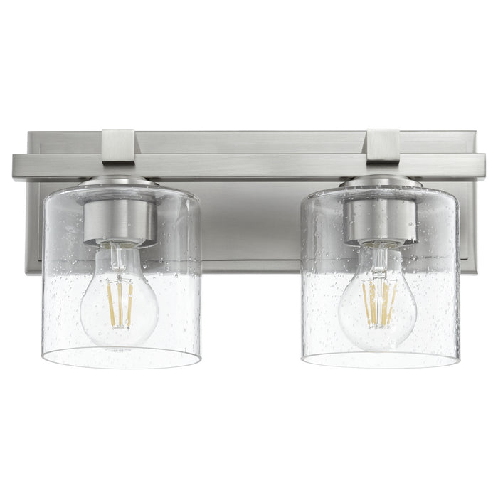 Quorum 5669-2-265 Two Light Wall Mount, Satin Nickel w/ Clear/Seeded