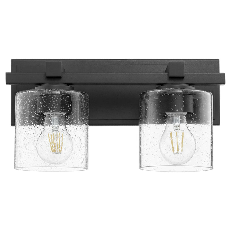 Quorum 5669-2-269 Two Light Wall Mount, Textured Black w/ Clear/Seeded