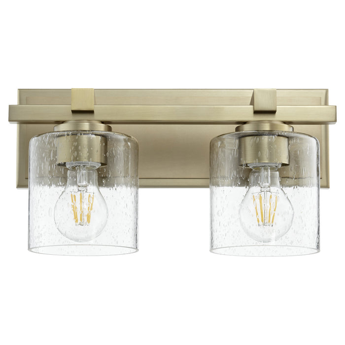 Quorum 5669-2-280 Two Light Wall Mount, Aged Brass w/ Clear/Seeded
