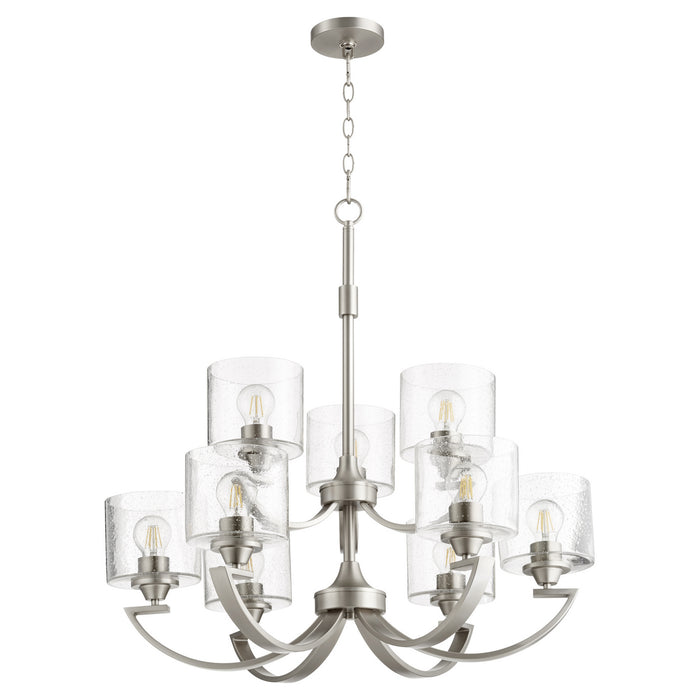 Quorum 6202-9-65 Nine Light Chandelier, Satin Nickel