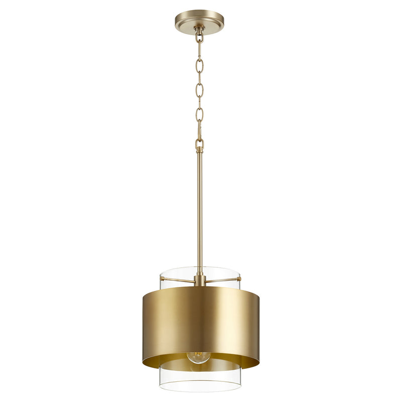 Quorum 8012-80 One Light Pendant, Aged Brass