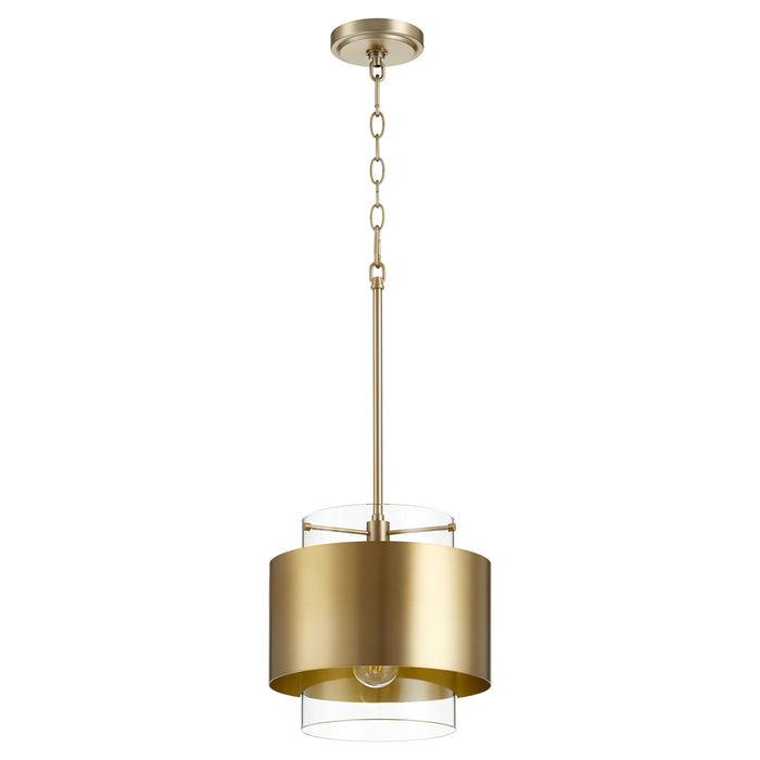 Quorum 8012-80 One Light Pendant, Aged Brass