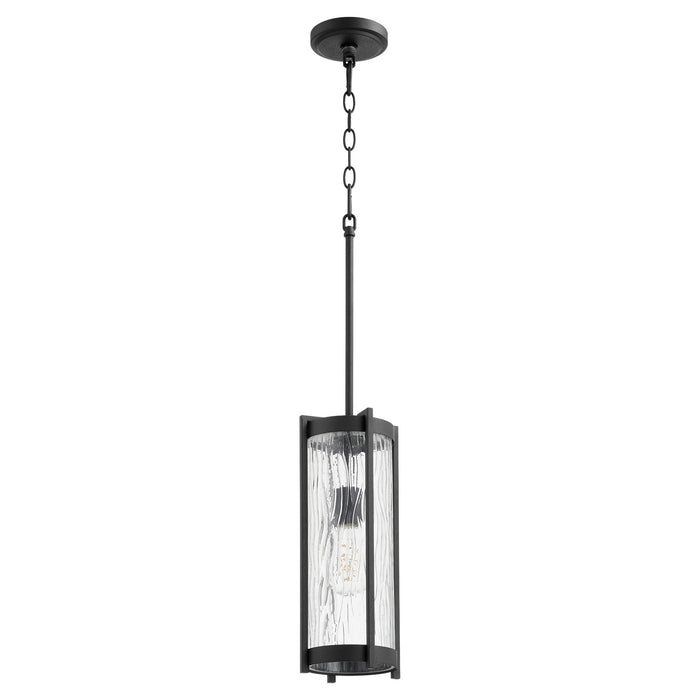 Quorum 809-69 One Light Pendant, Textured Black w/ Clear Chisseled Glass