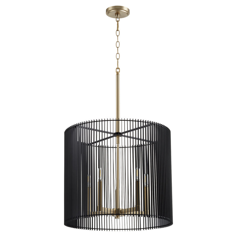 Quorum 819-5-80 Five Light Pendant, Aged Brass