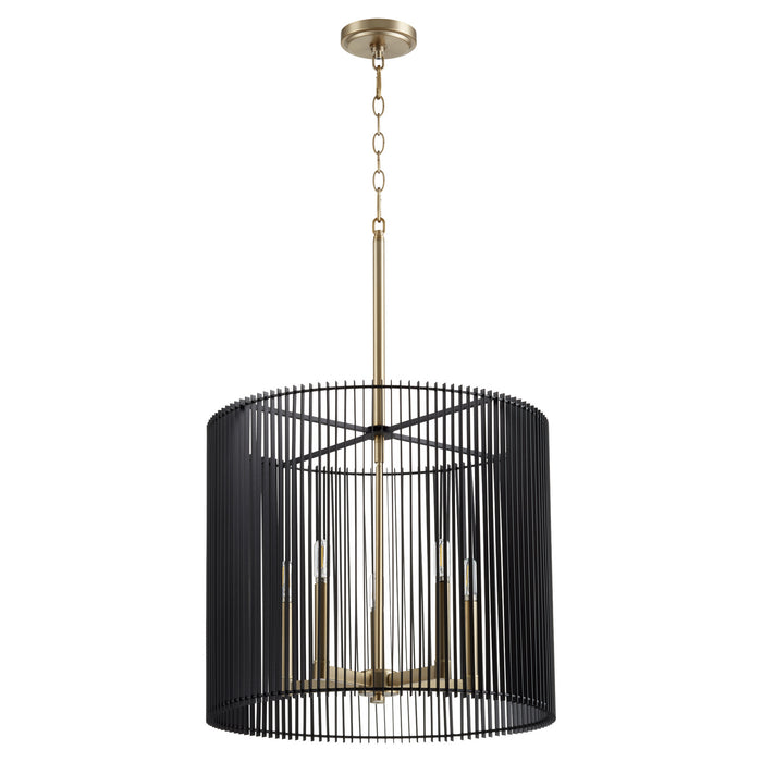 Quorum 819-5-80 Five Light Pendant, Aged Brass