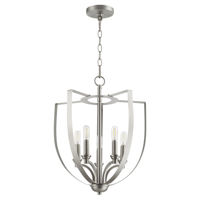 Quorum 8202-5-65 Five Light Entry Pendant, Satin Nickel