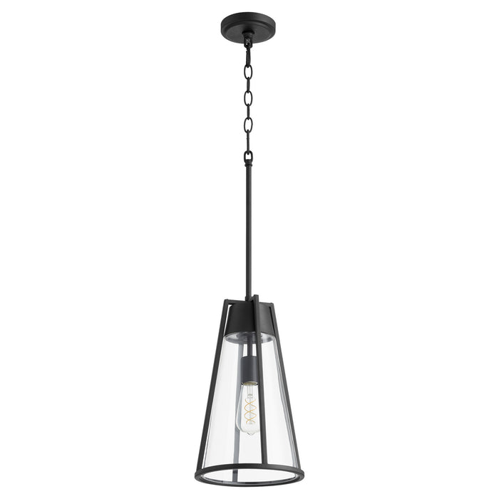 Quorum 826-69 One Light Pendant, Textured Black w/ Clear