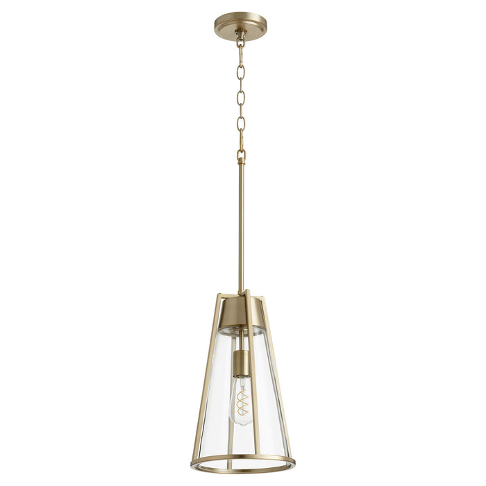 Quorum 826-80 One Light Pendant, Aged Brass w/ Clear