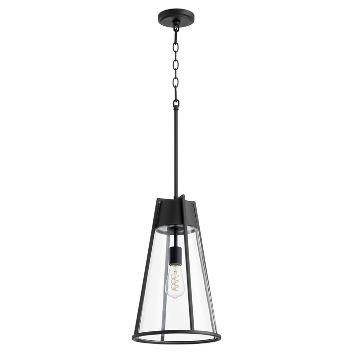 Quorum 827-69 One Light Pendant, Textured Black w/ Clear