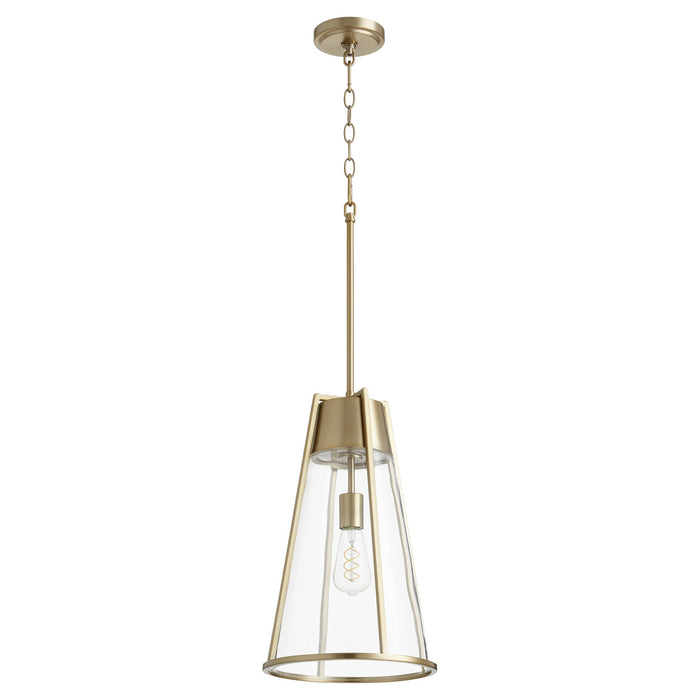 Quorum 827-80 One Light Pendant, Aged Brass w/ Clear