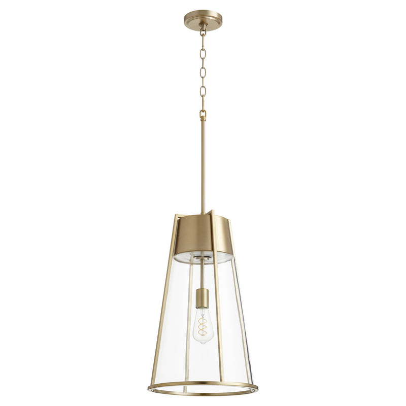 Quorum 828-80 One Light Pendant, Aged Brass w/ Clear