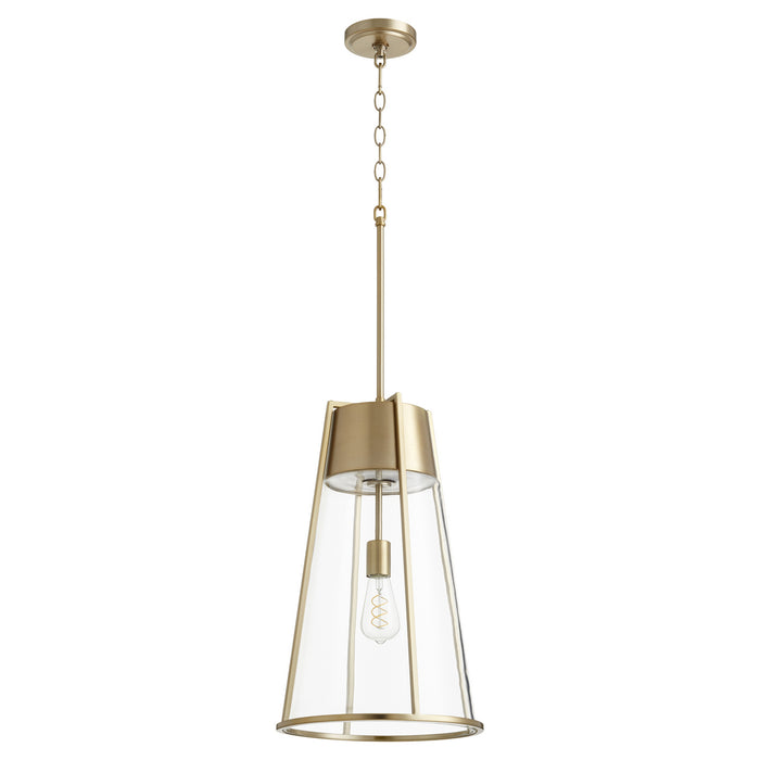 Quorum 828-80 One Light Pendant, Aged Brass w/ Clear