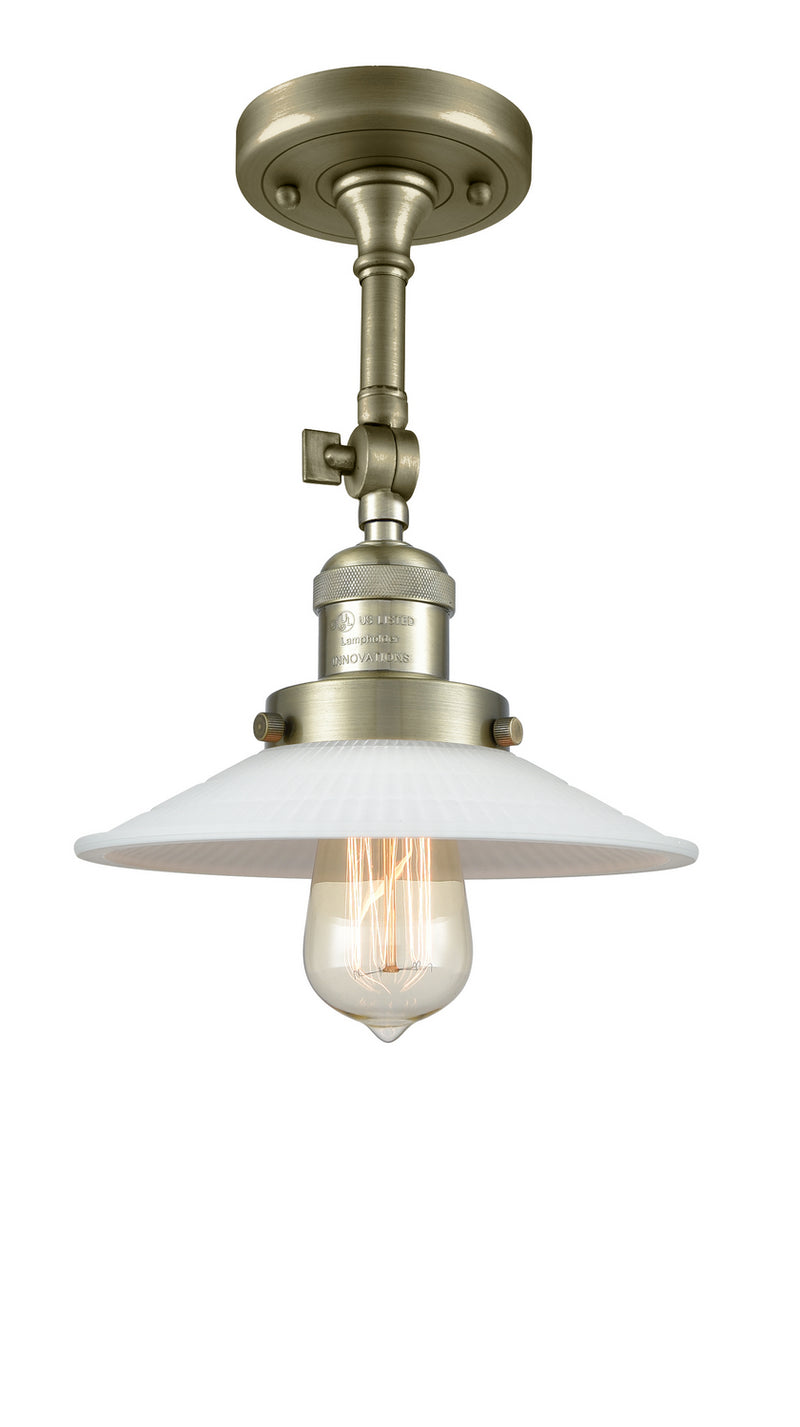 Innovations 201F-AB-G1 One Light Semi-Flush Mount, Antique Brass