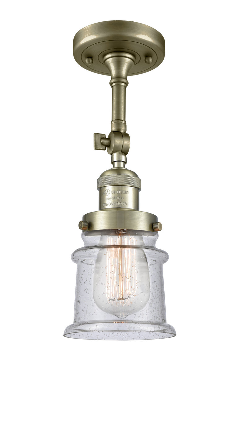 Innovations 201F-AB-G184S One Light Semi-Flush Mount, Antique Brass