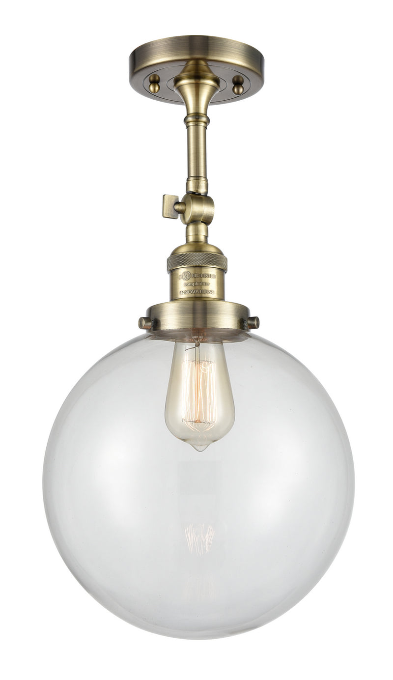 Innovations 201F-AB-G202-10 One Light Semi-Flush Mount, Antique Brass