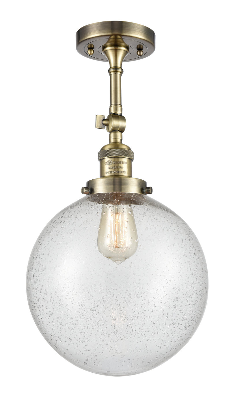 Innovations 201F-AB-G204-10 One Light Semi-Flush Mount, Antique Brass