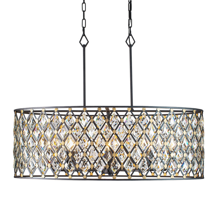 Varaluz 345N08CBHG Eight Light Pendant, Carbon/Havana Gold