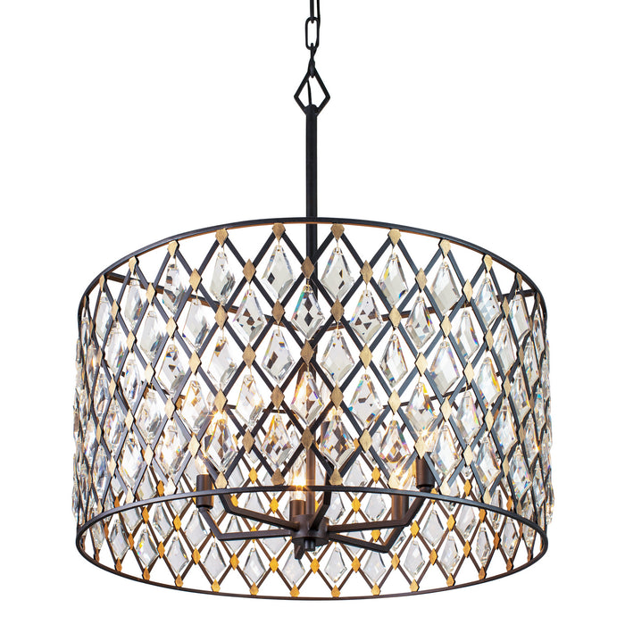 Varaluz 345P06CBHG Six Light Pendant, Carbon/Havana Gold
