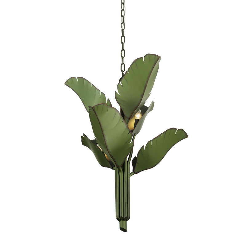 Varaluz 901C06 Six Light Chandelier, Banana Leaf