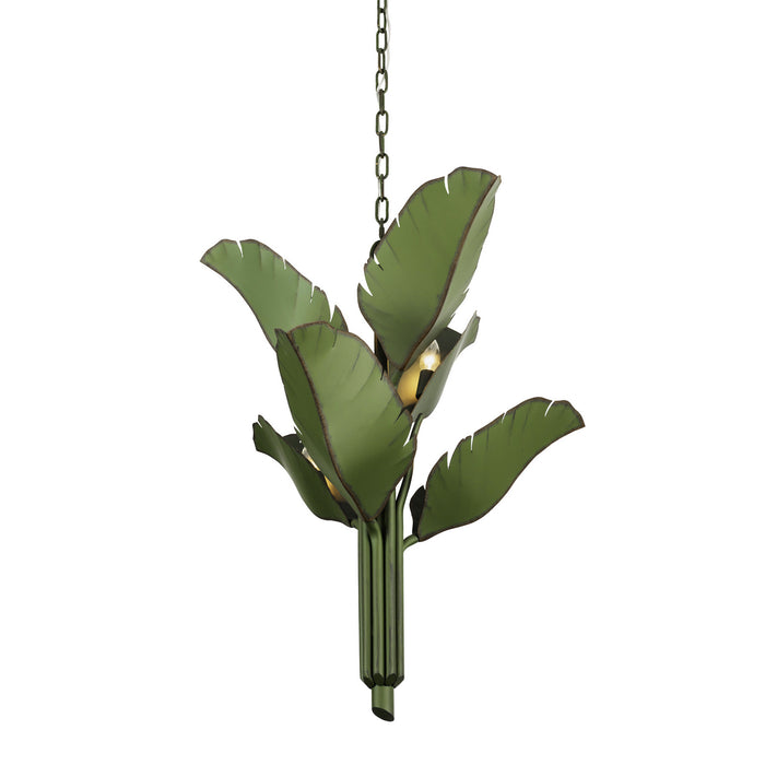 Varaluz 901C06 Six Light Chandelier, Banana Leaf