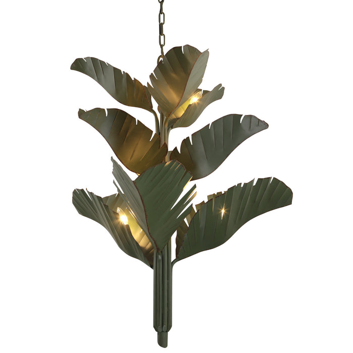 Varaluz 901C09 Nine Light Chandelier, Banana Leaf