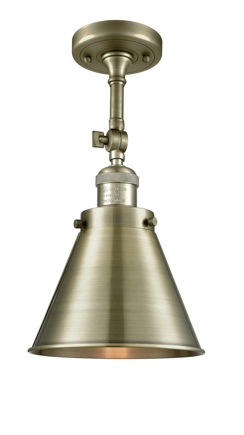 Innovations 201F-AB-M13-AB One Light Semi-Flush Mount, Antique Brass