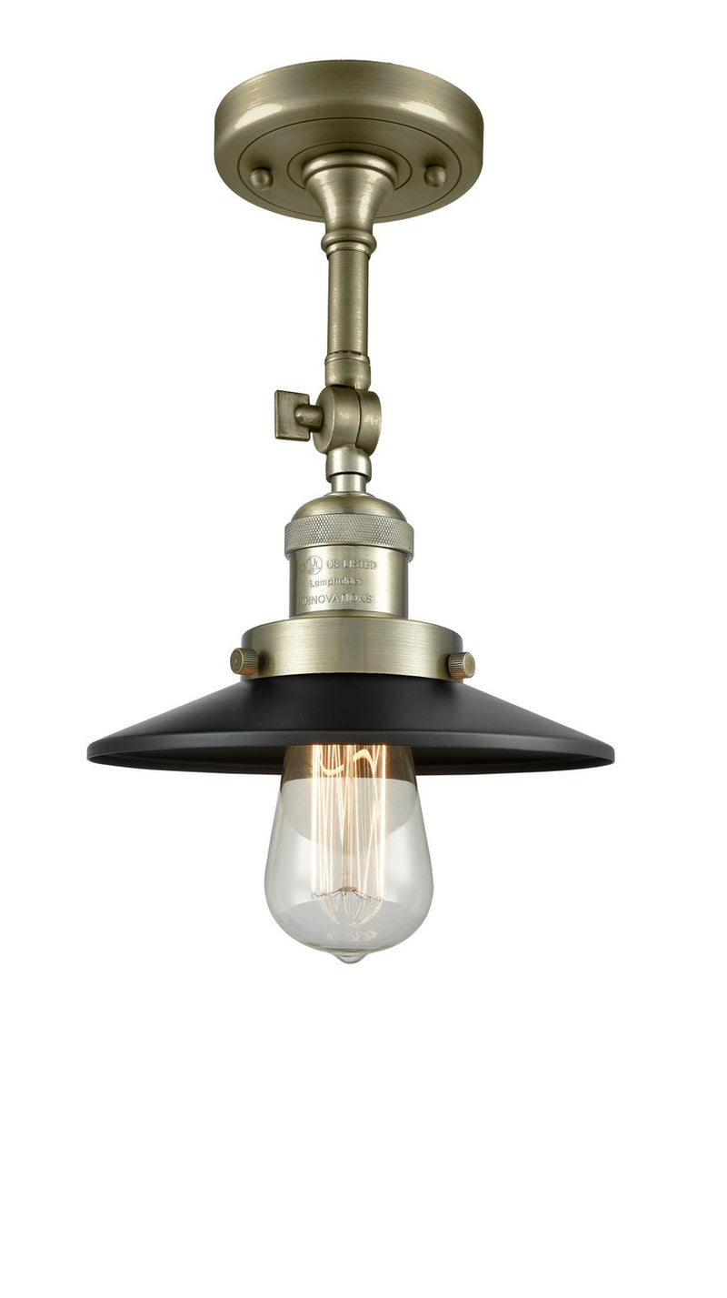 Innovations 201F-AB-M6 One Light Semi-Flush Mount, Antique Brass