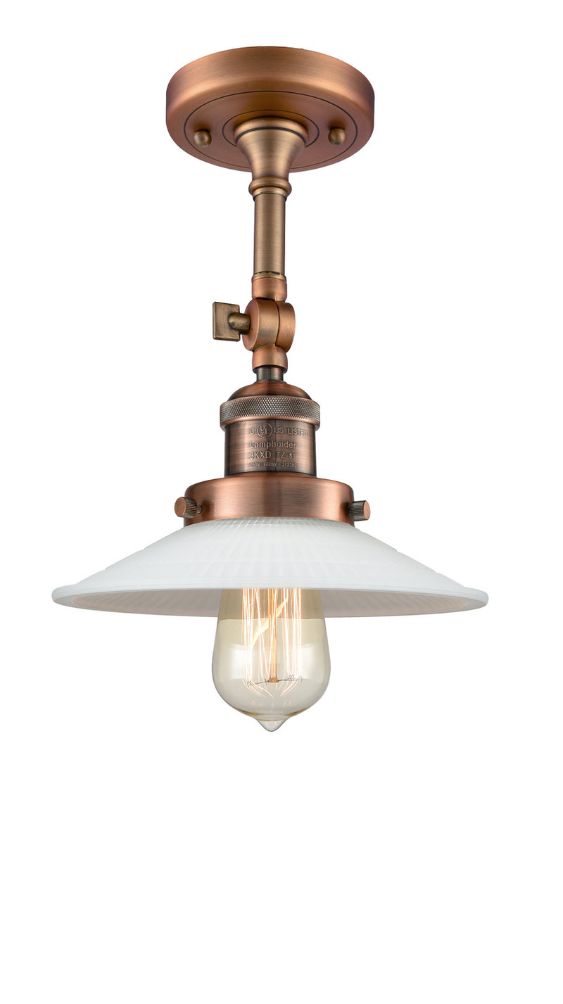 Innovations 201F-AC-G1 One Light Semi-Flush Mount, Antique Copper