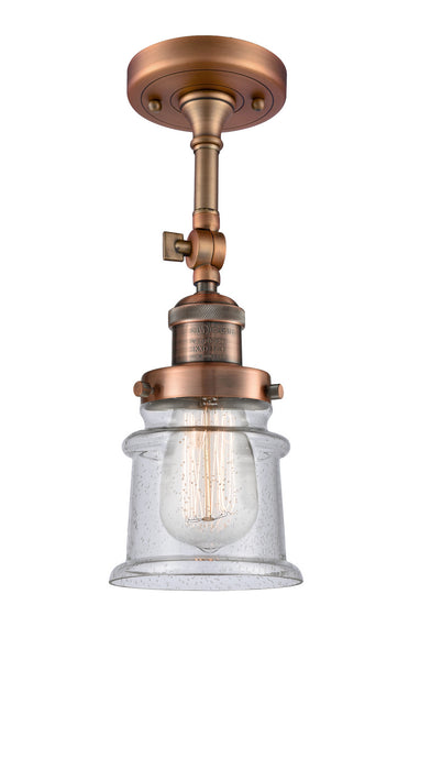 Innovations 201F-AC-G184S One Light Semi-Flush Mount, Antique Copper