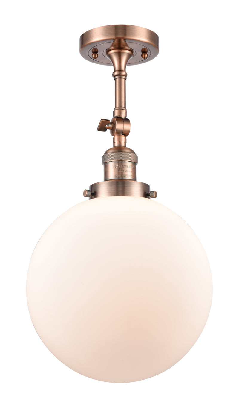 Innovations 201F-AC-G201-10 One Light Semi-Flush Mount, Antique Copper