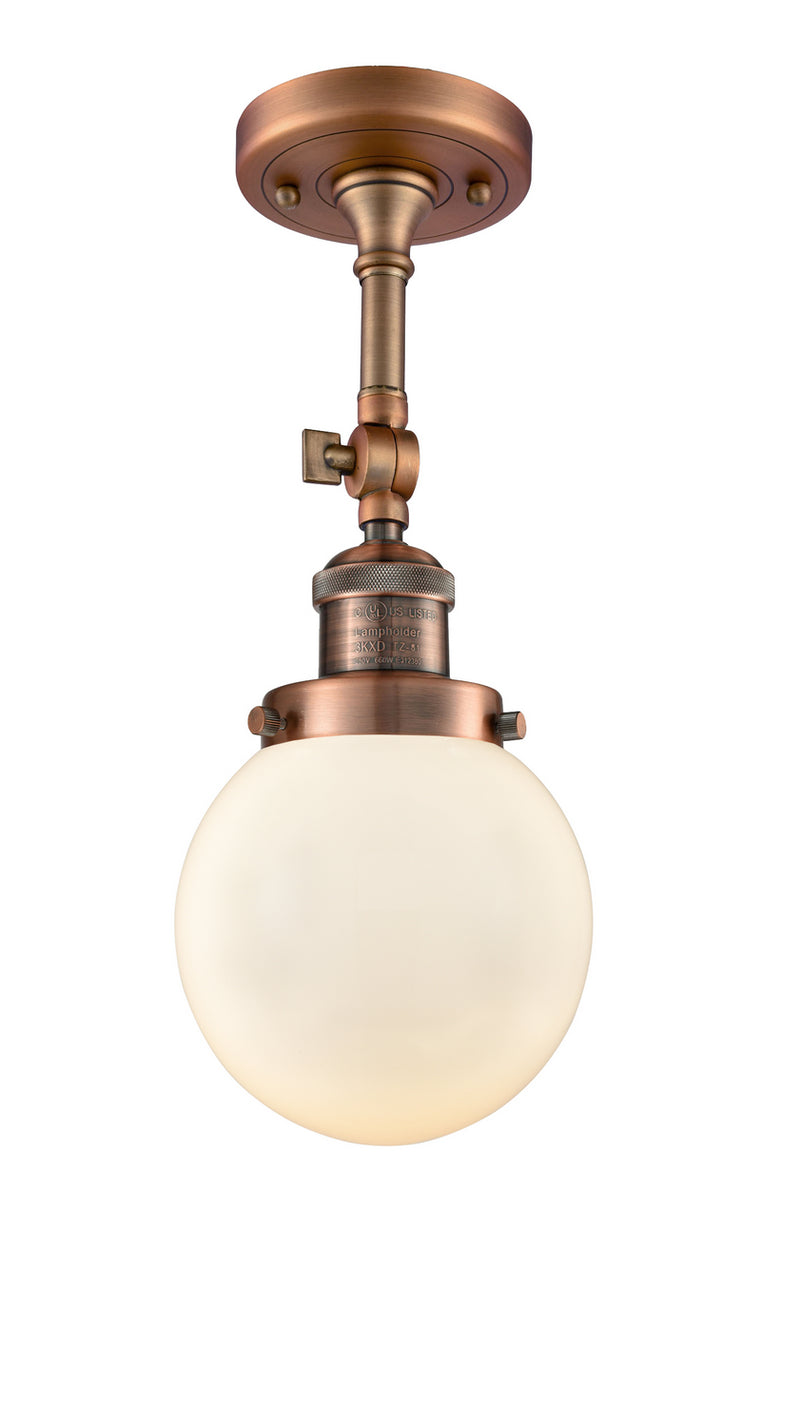 Innovations 201F-AC-G201-6 One Light Semi-Flush Mount, Antique Copper