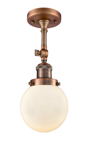Innovations 201F-AC-G201-6 One Light Semi-Flush Mount, Antique Copper