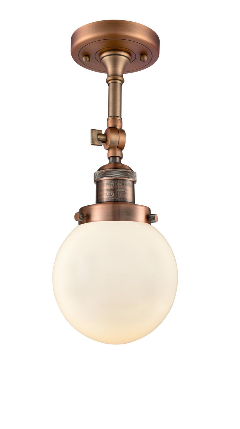 Innovations 201F-AC-G201-6-LED LED Semi-Flush Mount, Antique Copper