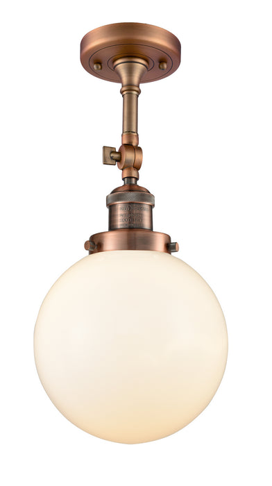 Innovations 201F-AC-G201-8 One Light Semi-Flush Mount, Antique Copper