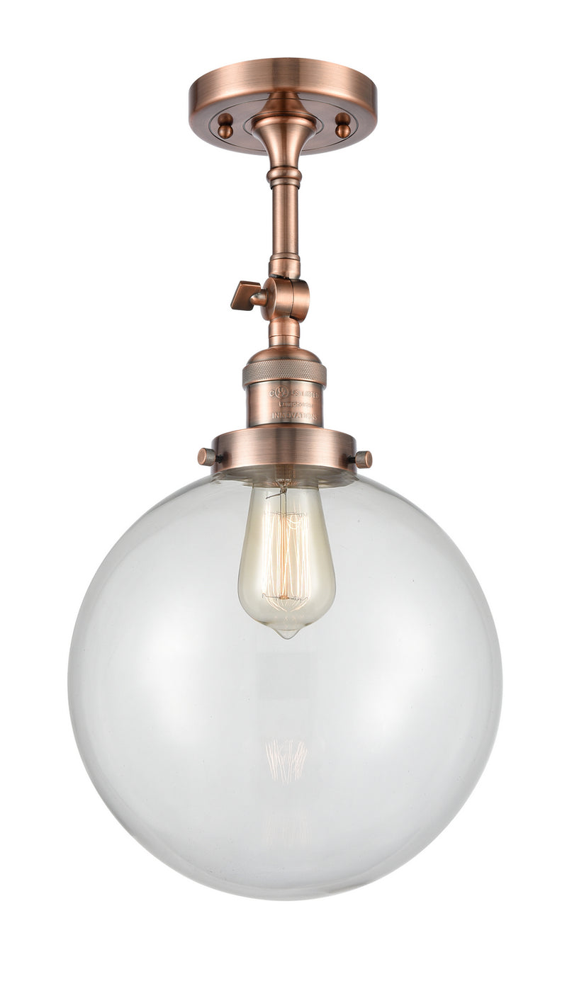 Innovations 201F-AC-G202-10 One Light Semi-Flush Mount, Antique Copper