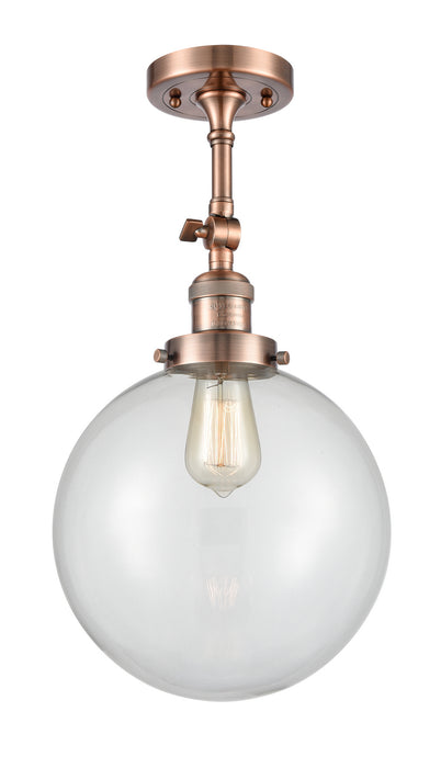 Innovations 201F-AC-G202-10 One Light Semi-Flush Mount, Antique Copper